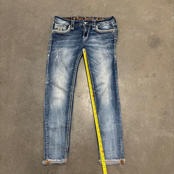 Rock Revival Felina size 29 Women's skinny Jeans in Deep Blue bling lady rider - Picture 4 of 11